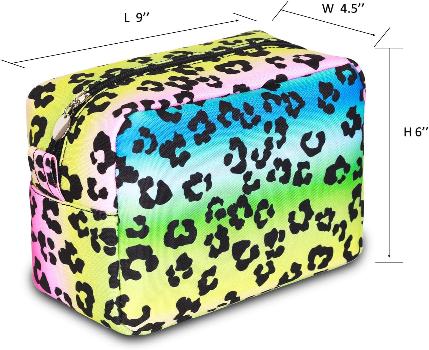 Leopard Print Makeup Bag for Women, Cheetah Daily Cosmetic Bag, Canvas Zipper Travel Stuff Beauty Bag, Western Christmas Accessories, Leopard Print Gifts (Multicolor Leopard, L)