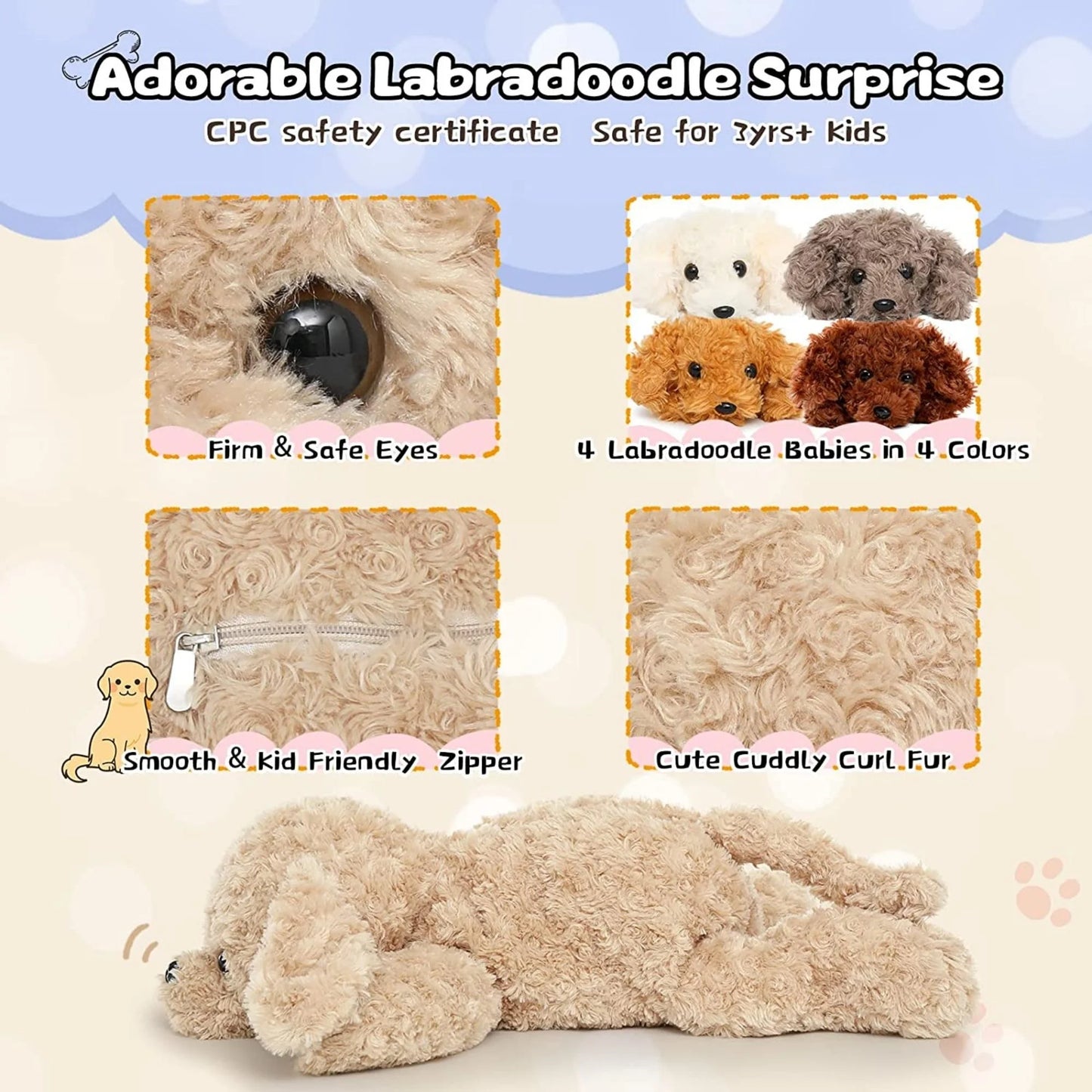24" Puppy Stuffed Animal Mommy Dog with 4 Baby Plush Toys