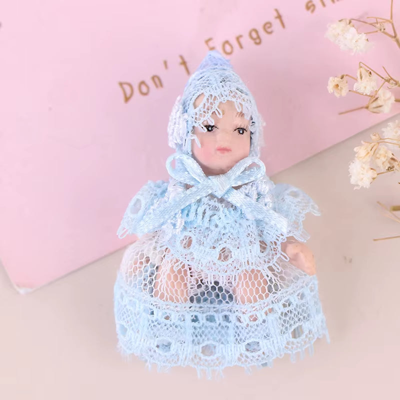 1/12 Dollhouse Miniature Porcelain Doll People Model Beautiful Youth Boy Girl Decor Doll House Toy