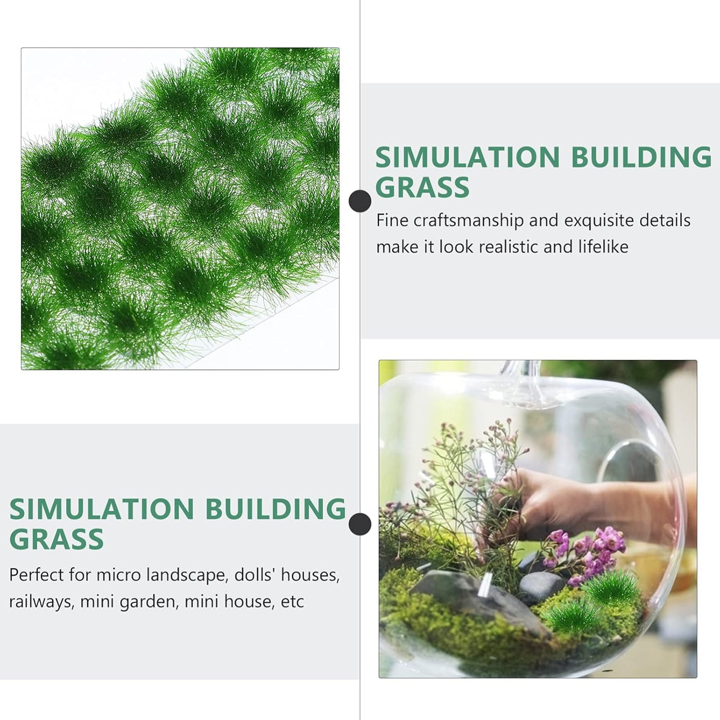 1 Box Artificial Grass Flower Cluster Tufts Green Grass Railway Grass Tufts Flower Grass Tufts Static Flower Tufts Model Grass Mat Bushes for Static Scenery Model Leaf Mini Plastic