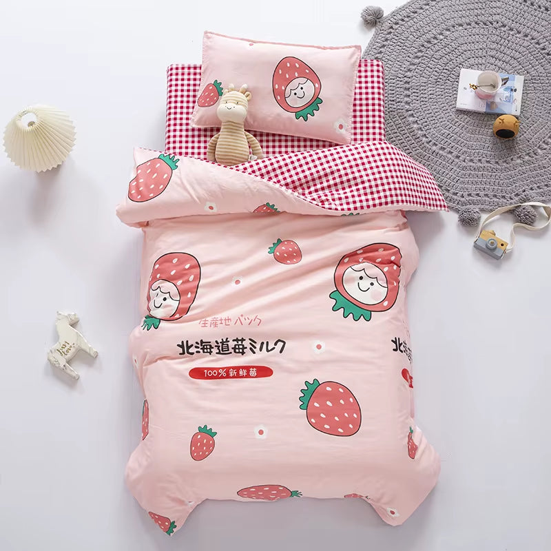 Children'S Cotton Three-Piece Set Kindergarten Nap Cartoon Bed Sheet Quilt Cover Cotton Bedding Kit Pillowcase CP27