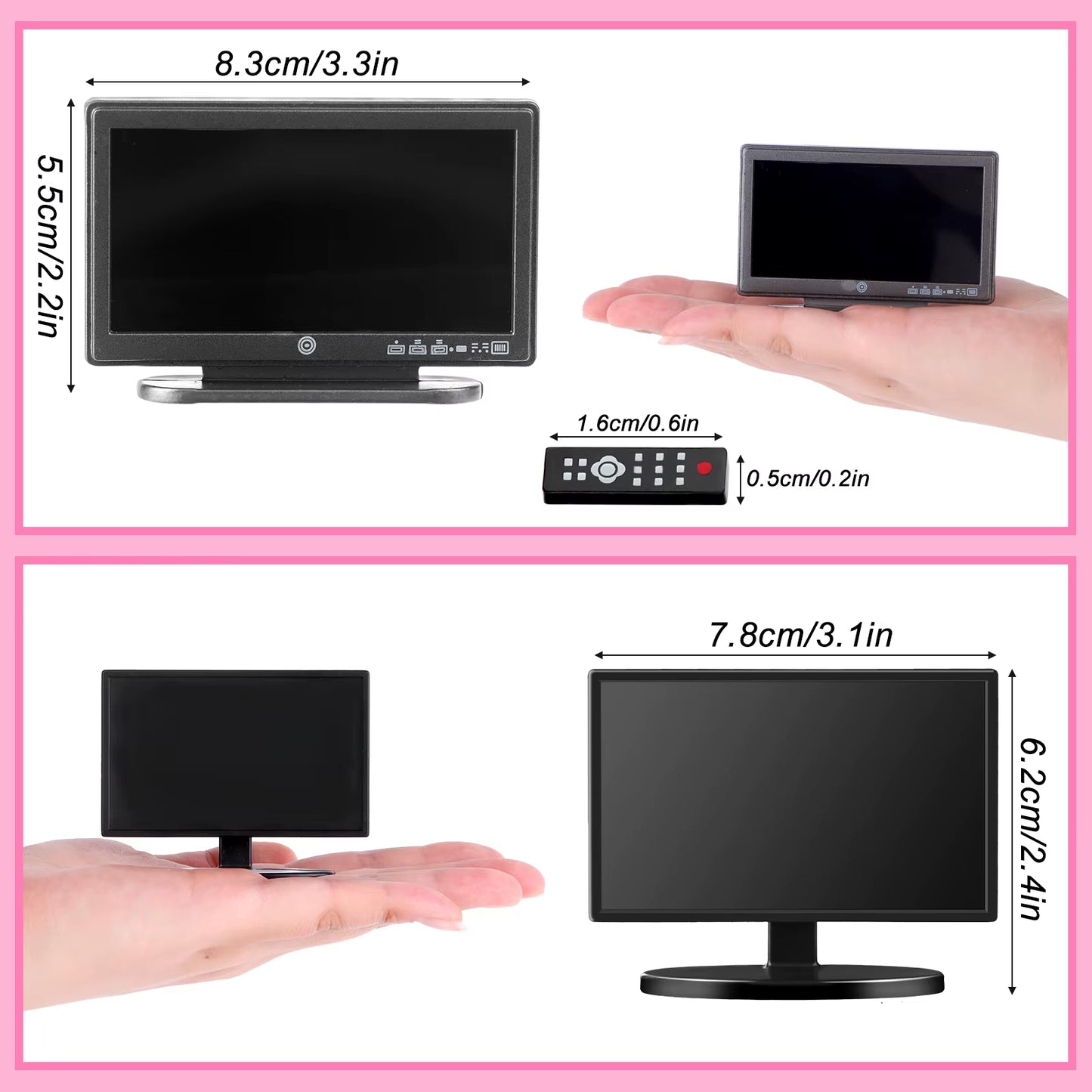 1:12 Doll House TV Remote Control Simulation Miniature Furniture Dollhouse Living Room Decor Television Gift for Girl and Boy