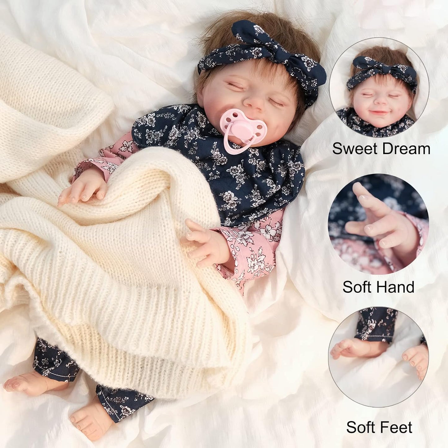 Reborn Baby Dolls Girl, 18 Inches Realistic Newborn Baby Sleeping Dolls with Soft Silicone Vinyl Full Body, Lifelike Cute Baby Dolls for 3+ Year Old Girls, Reborn Doll Gift Set