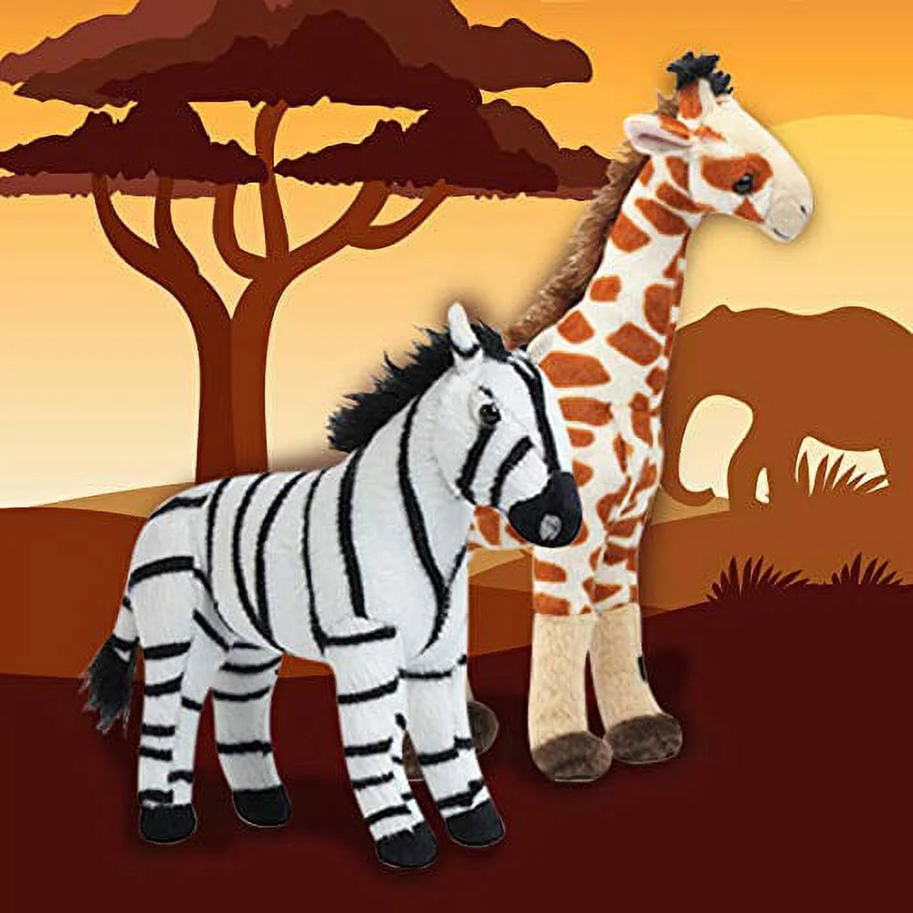 Safari Animals Stuffed Animals – Jungle Animals Toys Set of 4 Wild Animals – Lion, Elephant, Zebra and Giraffe Stuffed Animal – Soft, Squeezable and Lifelike Toys for Kids