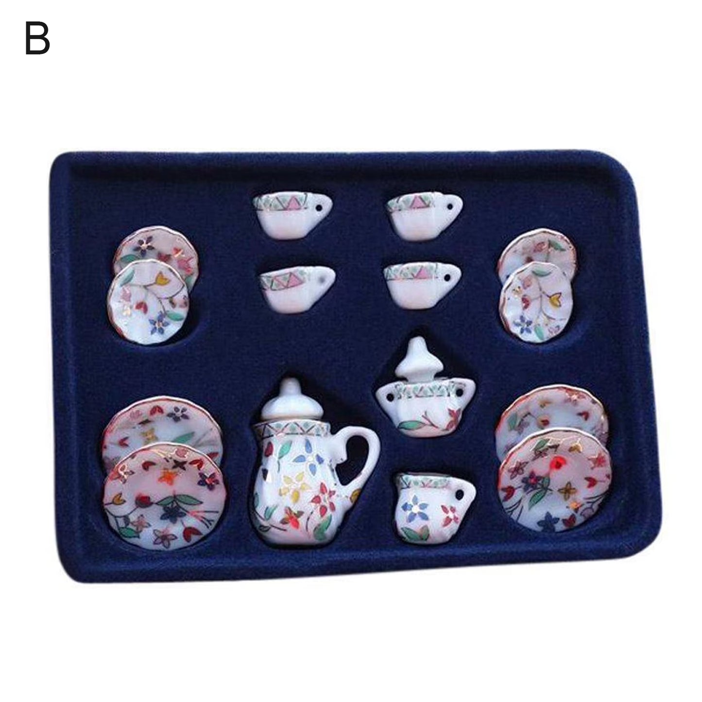Miniature Doll House Pink Flower Patten Porcelain Coffee Tea Cups Ceramic Tableware Dollhouse Kitchen Accessories