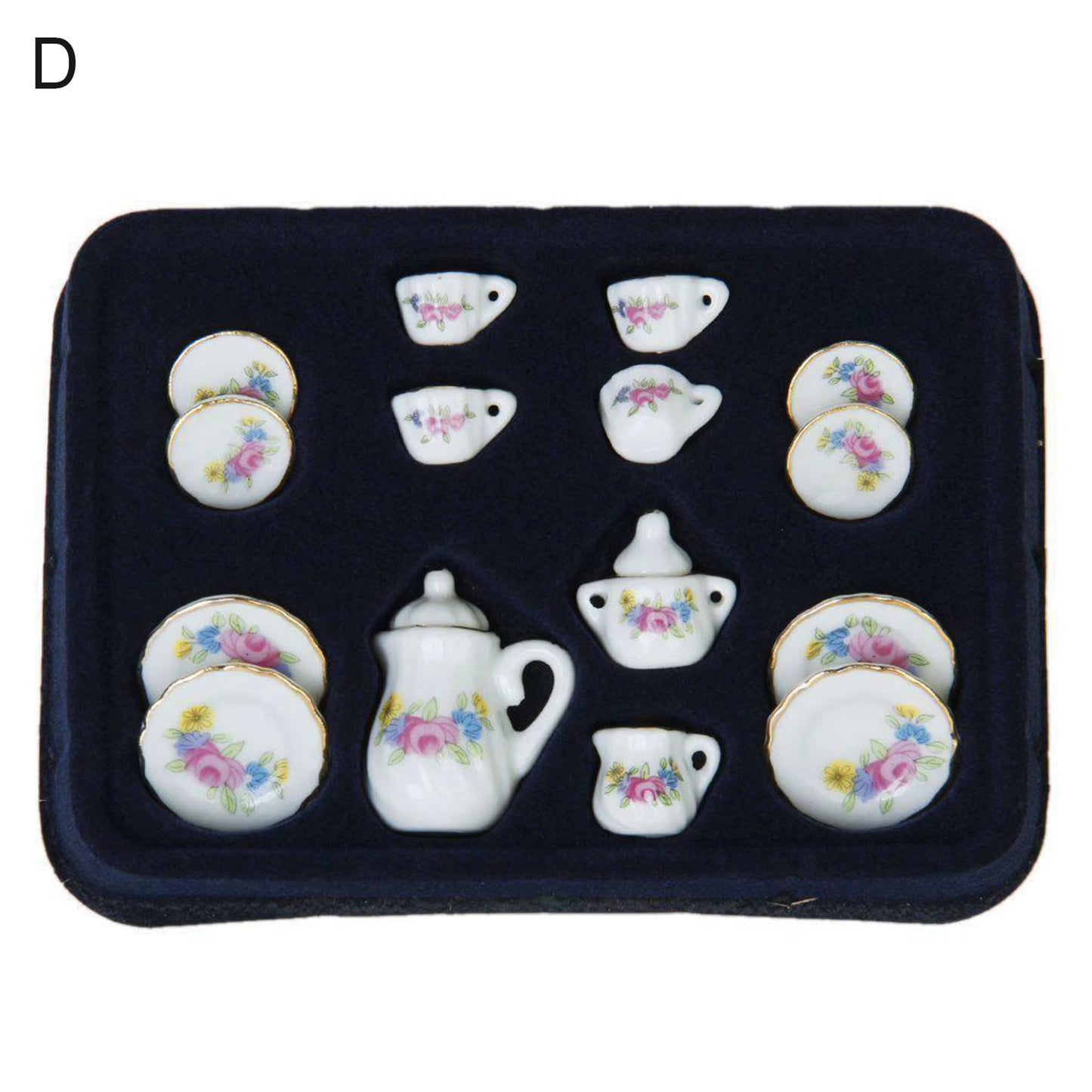 Miniature Doll House Pink Flower Patten Porcelain Coffee Tea Cups Ceramic Tableware Dollhouse Kitchen Accessories