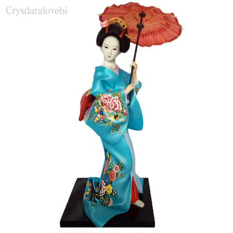 30Cm Kawaii Japanese Lovely Geisha Figurines Dolls with Beautiful Kimono New House Office Decoration Miniatures Birthday Gift