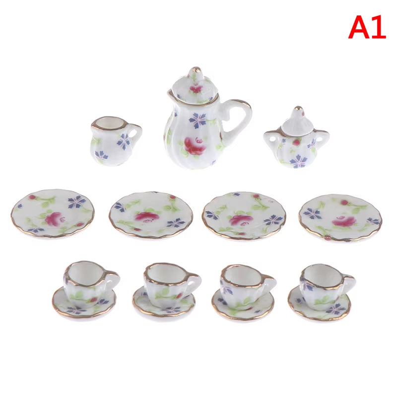 29 Styles Ceramic Cup Set Scale 1:12 Doll House Miniature Porcelain Tea Cup Set Tableware Kitchen Dollhouse Teapot DIY Toys