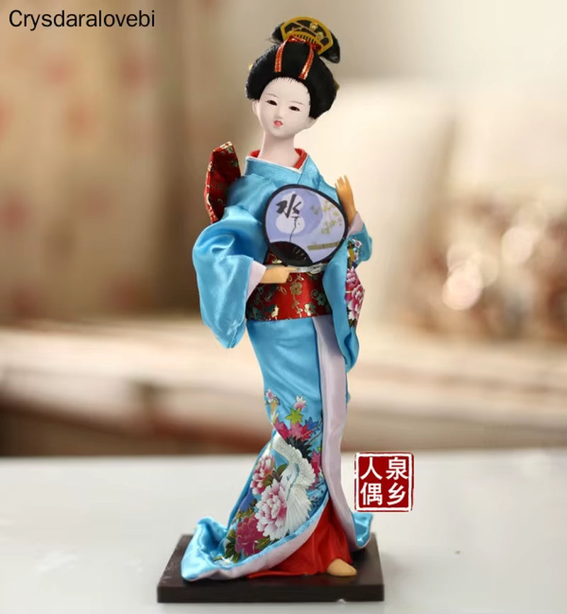 30Cm Kawaii Japanese Lovely Geisha Figurines Dolls with Beautiful Kimono New House Office Decoration Miniatures Birthday Gift