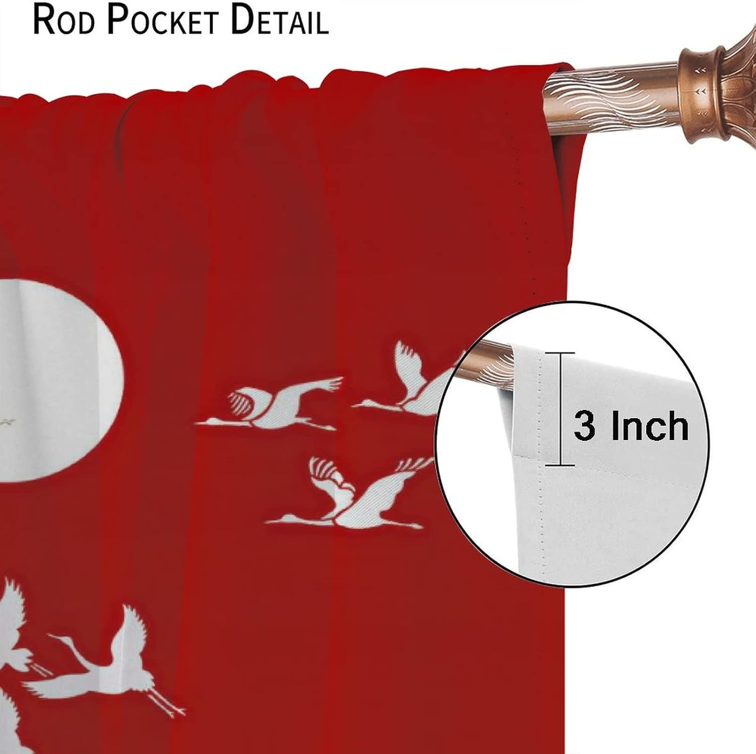 Japanese Style Blackout Curtains Crane Printed Curtains Cherry Blossoms Sunrise Decor Noise Reducing Curtain Blackout Draperies for Bedroom Window 42X63Inch(107X160Cm)