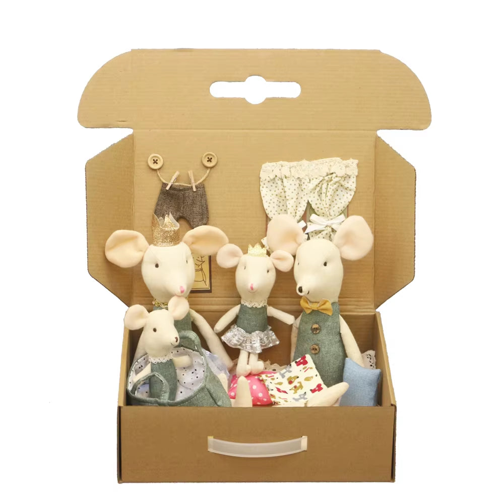 Cute Stuffed Animals Mouse Dolls Family Dollhouse Mini Plush Christmas Birthday Gifts Little Mouse Plush Dolls