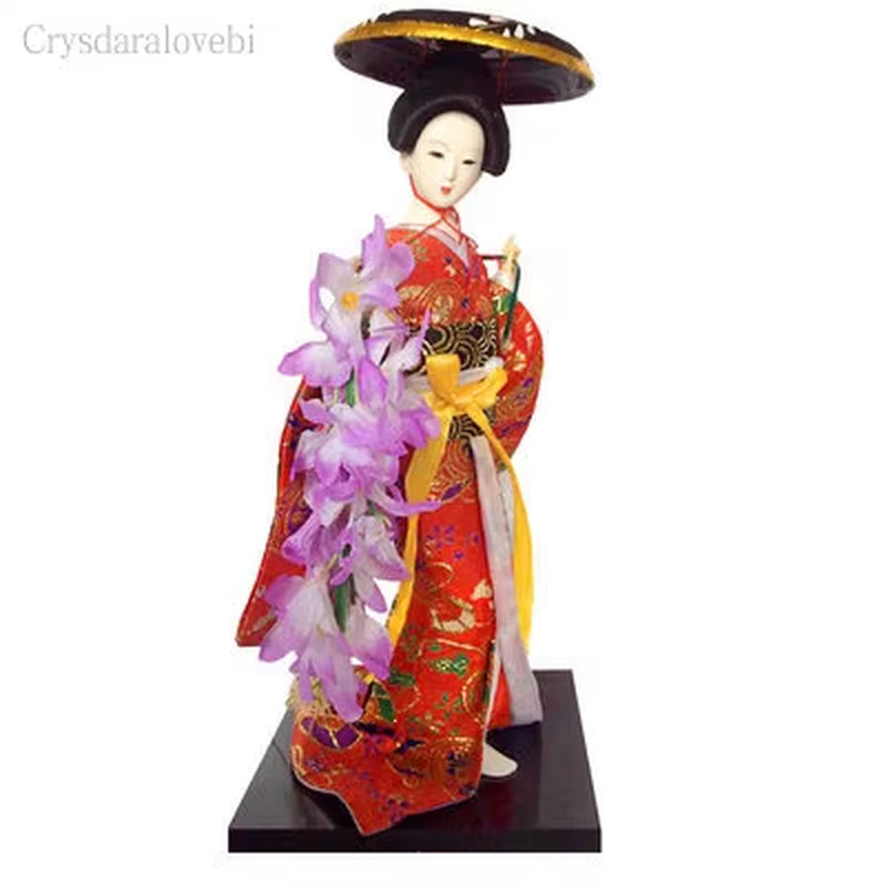 30Cm Kawaii Japanese Lovely Geisha Figurines Dolls with Beautiful Kimono New House Office Decoration Miniatures Birthday Gift