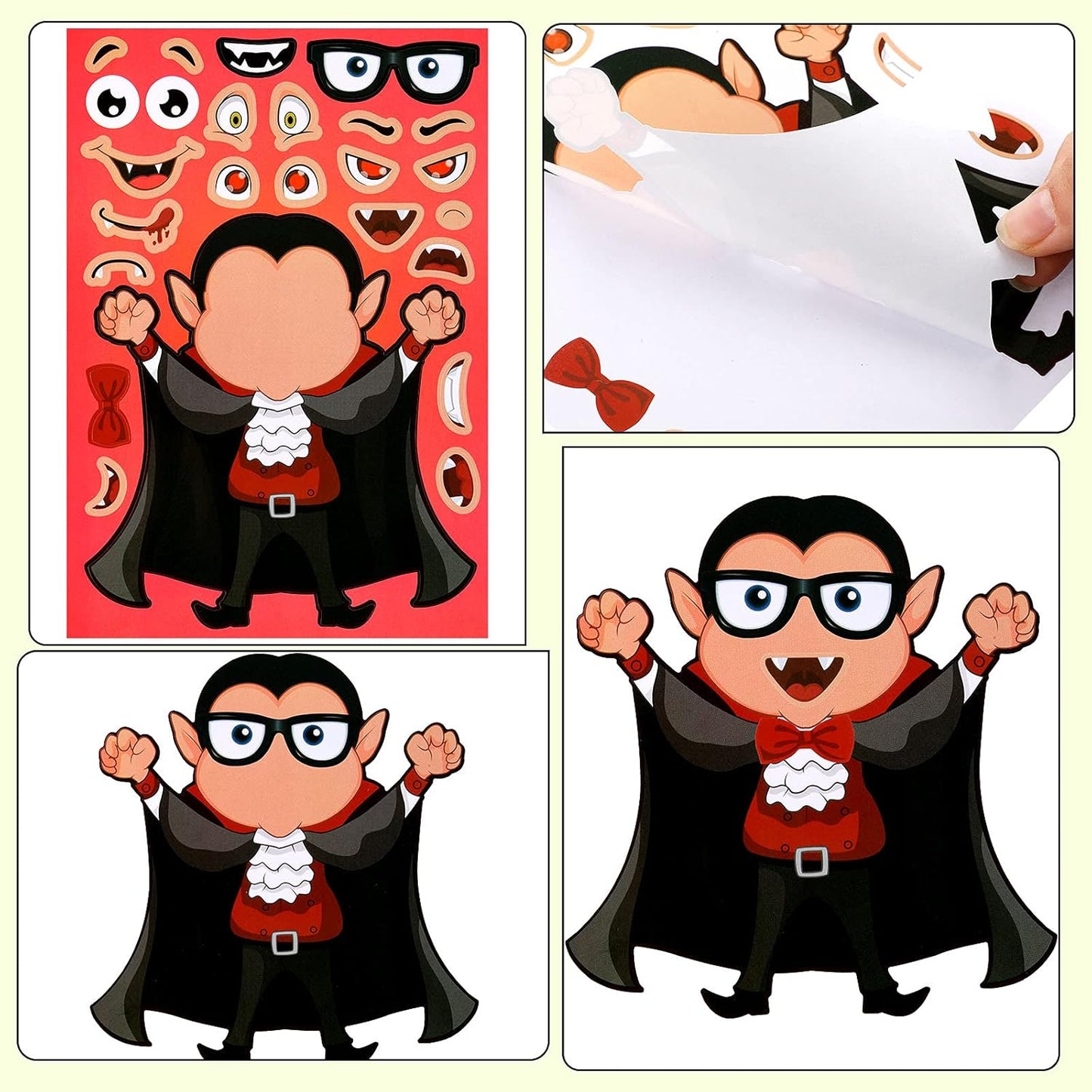 25 Pieces Halloween Stickers Kids Make-A-Face Sticker Halloween Games Stickers Activities Craft Pumpkin Mummy Witch Sticker for Kids Halloween Party Favor (Halloween Witch)