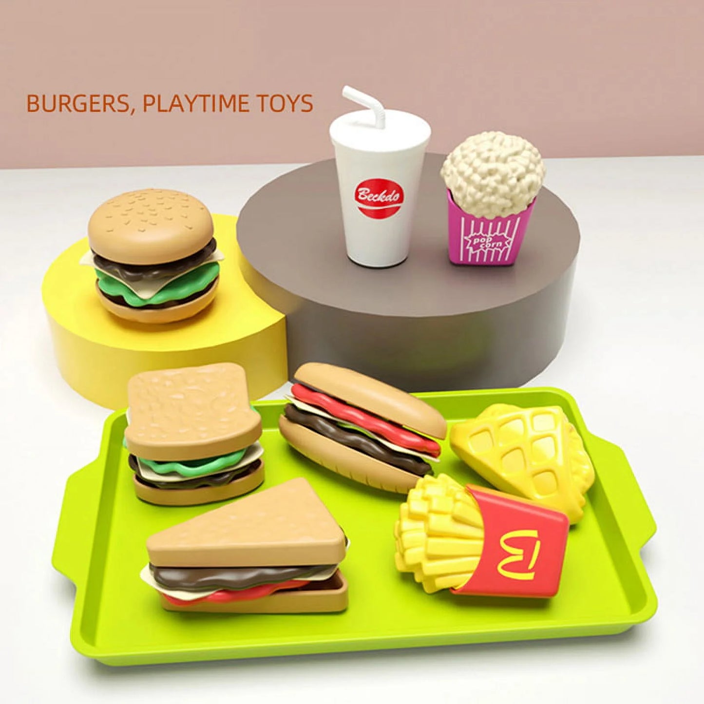 Toys Set Play House Kitchen Sandwich Fries Burger Children'S Toy DIY Fast Food