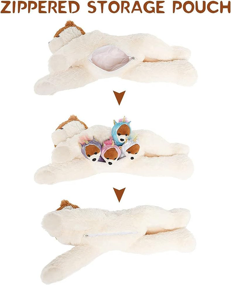 Giant Unicorn Stuffed Animal Cute Mommy Unicorn Dog with Zippered Pouch Includes 4 Baby Unicorns Gifts for Girls (Multicolor,26 Inches)