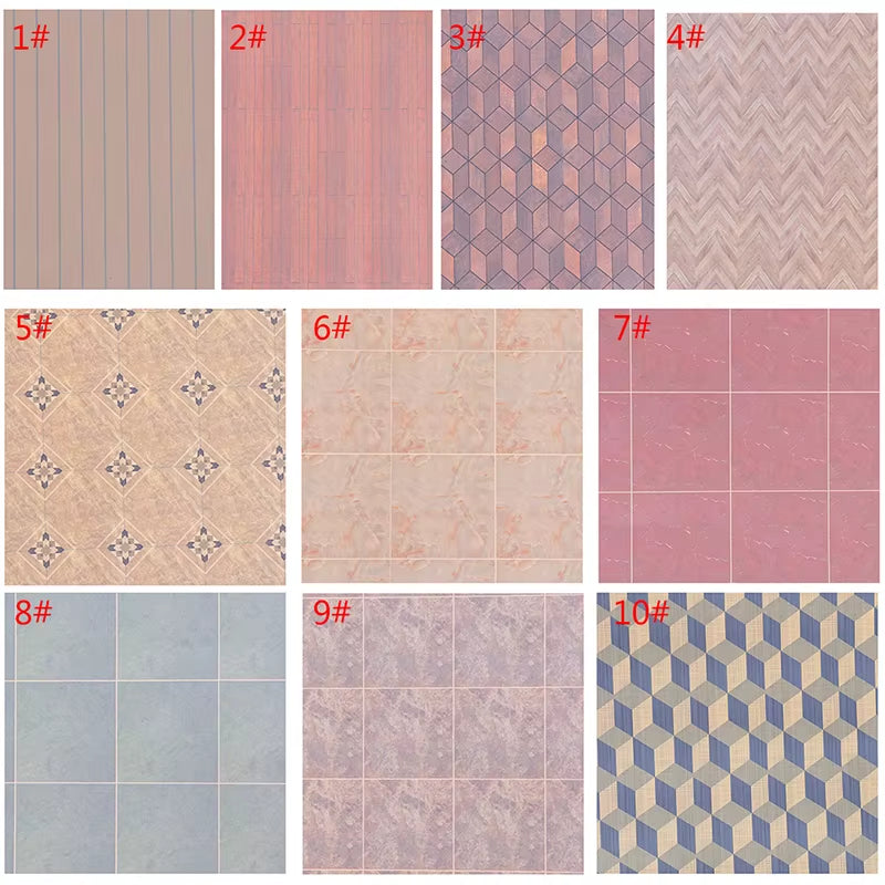 1:12 DIY Doll House 29*21Cm Simplicity Kitchen Dining Room Bathroom Living Room Floor Wallpaper Doll House Decoration
