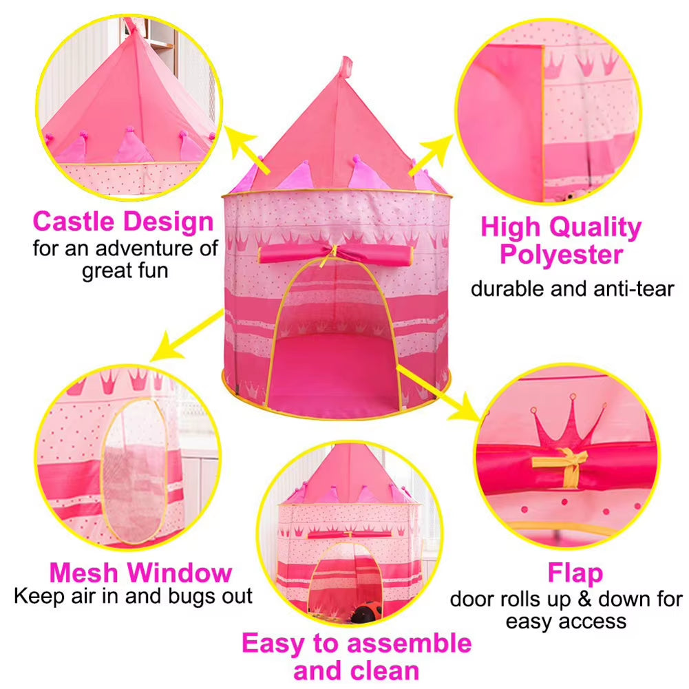Dropshipping Kid Tent House Portable Castle Children Teepee Play Tent Ball Pool Camping Toy Birthday Christmas Outdoor Gift