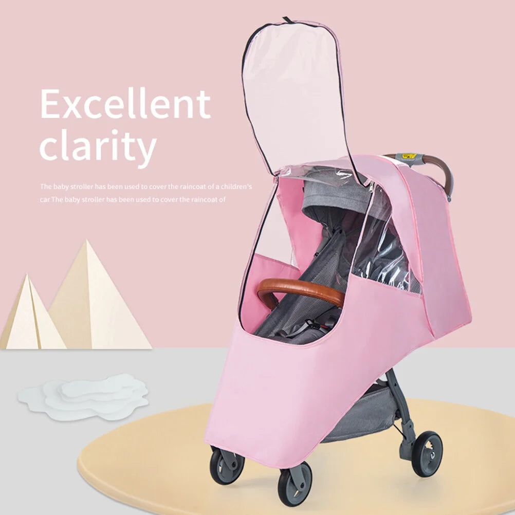 Stroller Rain Cover Windproof Baby Stroller Cover Dustproof Stroller Rain Cover Spittle-Proof Stroller Cover for Outdoor outside (Pink, without Stroller)