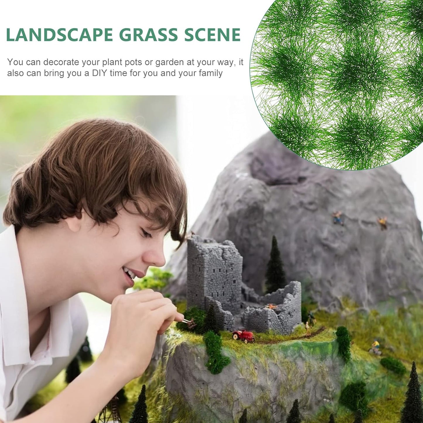 1 Box Artificial Grass Flower Cluster Tufts Green Grass Railway Grass Tufts Flower Grass Tufts Static Flower Tufts Model Grass Mat Bushes for Static Scenery Model Leaf Mini Plastic