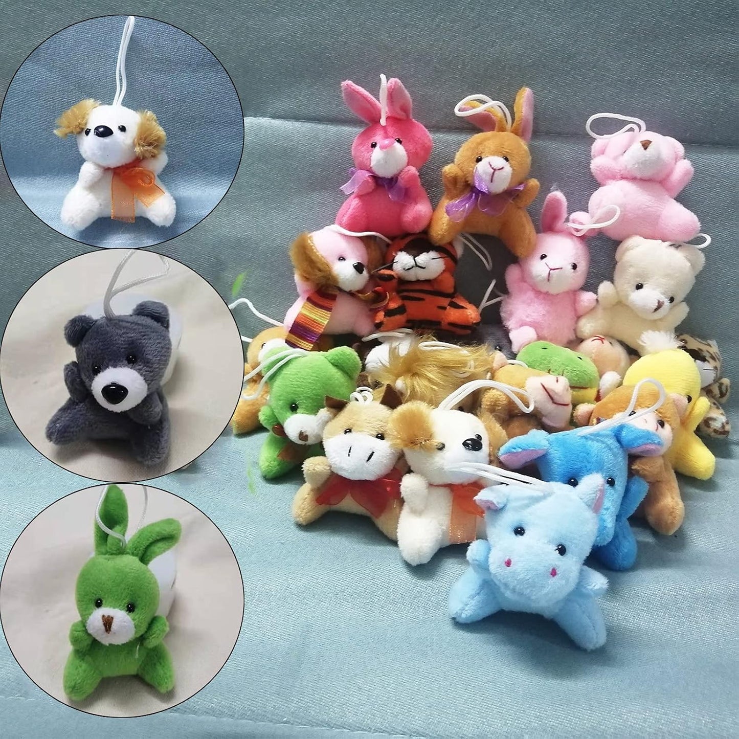30 Pack Mini Plush Animals Toys Set, Small Plush Stuffed Animals Easter Gifts for 36 Months up Kids Classroom Easter Eggs Filled Easter Basket Stuffers for Classroom