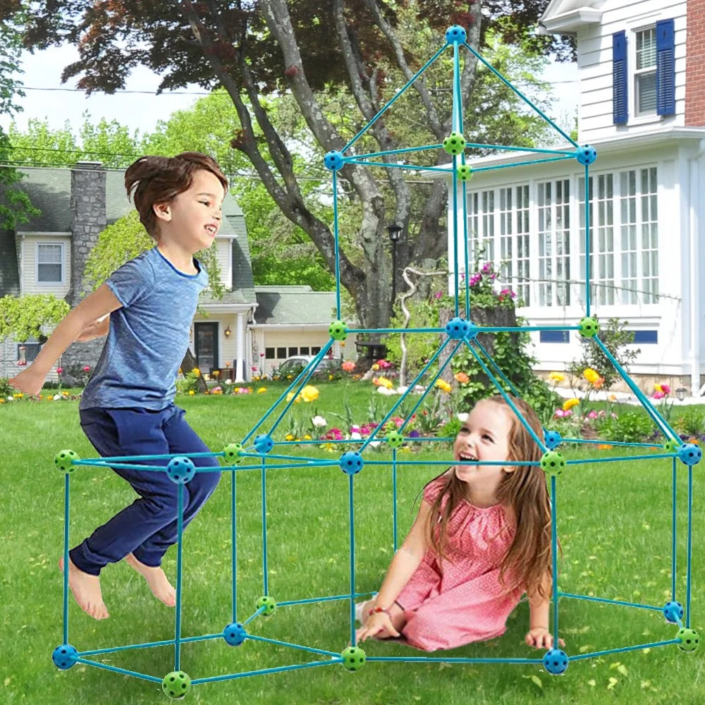 Kids Tents DIY Play Tent for Kids, Castles Tunnels Rocket Tower Indoor Outdoor, Fort Building Kits