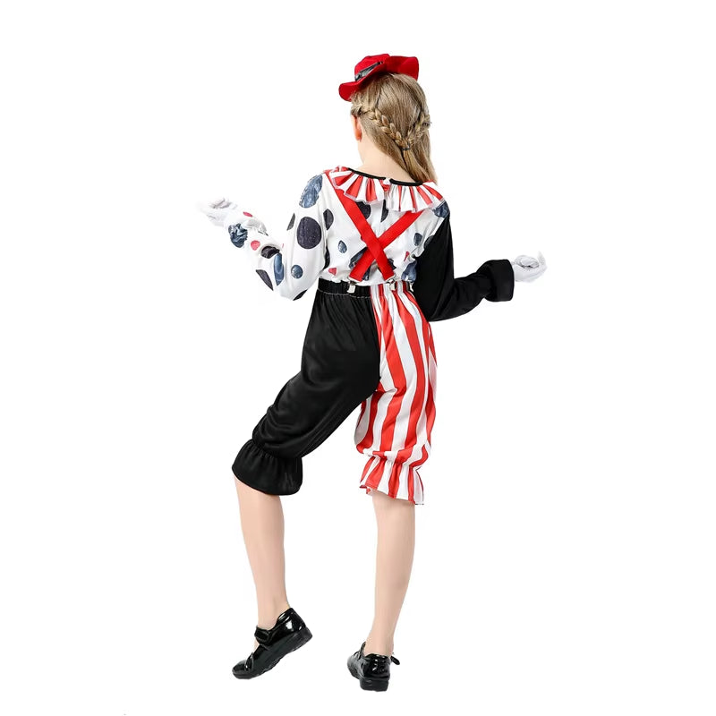 Toddler Creepy Clown Kid Costumes Clown Stage Clothes Set Halloween Children'S Clown Performance Cosplay Funny Play Costumes