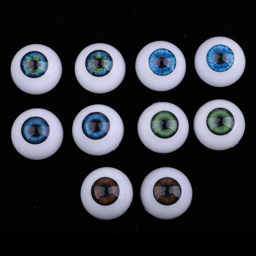 20Mm Acrylic round Oblate Eyeballs Eyes Crafts Realistic Props for Baby Doll Doll Accessories DIY Supply 5 Pairs/Set