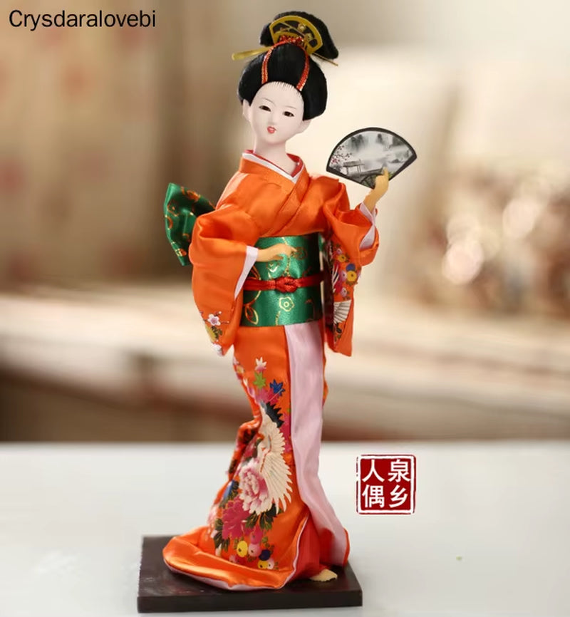 30Cm Kawaii Japanese Lovely Geisha Figurines Dolls with Beautiful Kimono New House Office Decoration Miniatures Birthday Gift