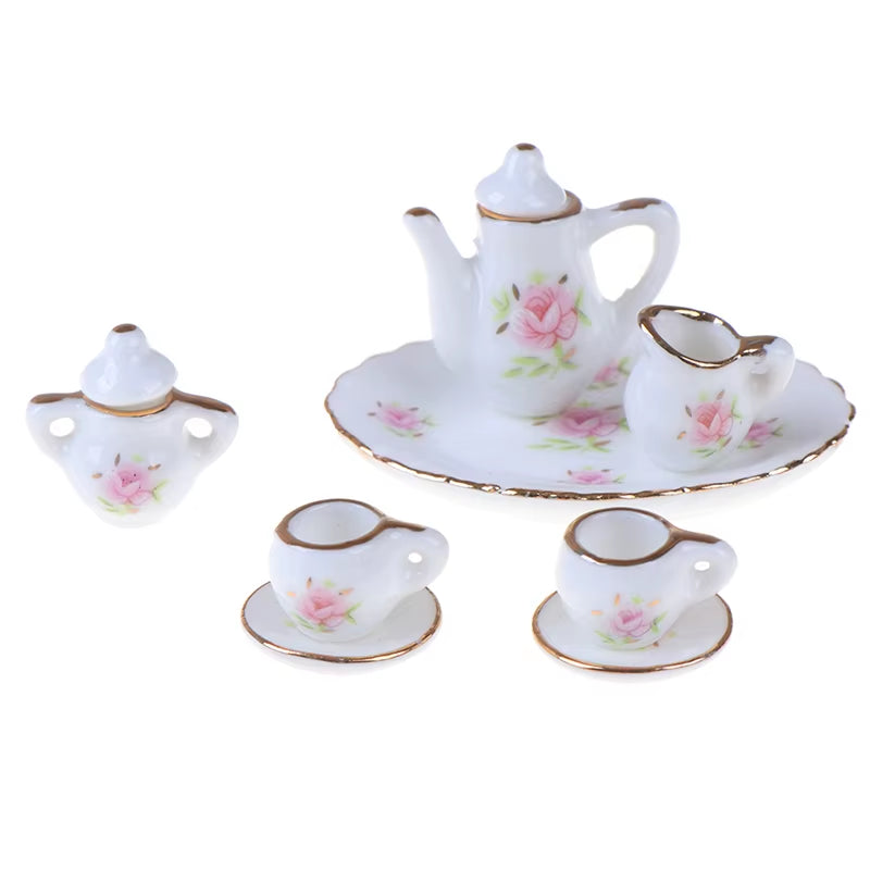 29 Styles Ceramic Cup Set Scale 1:12 Doll House Miniature Porcelain Tea Cup Set Tableware Kitchen Dollhouse Teapot DIY Toys
