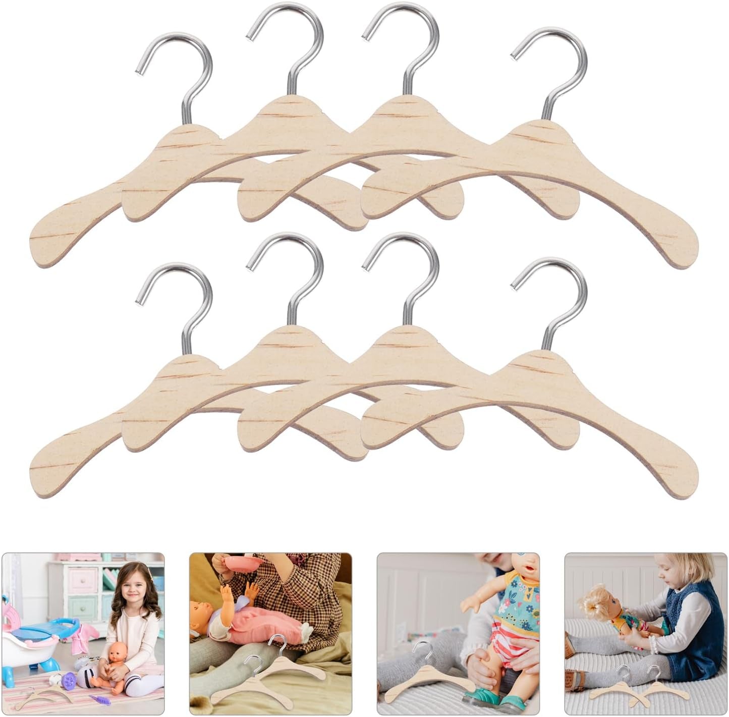 10Pcs Dolls Accessory Hanger Bjd Dolls Hanger Doll Wooden Clothes Hanger Wooden Hanger