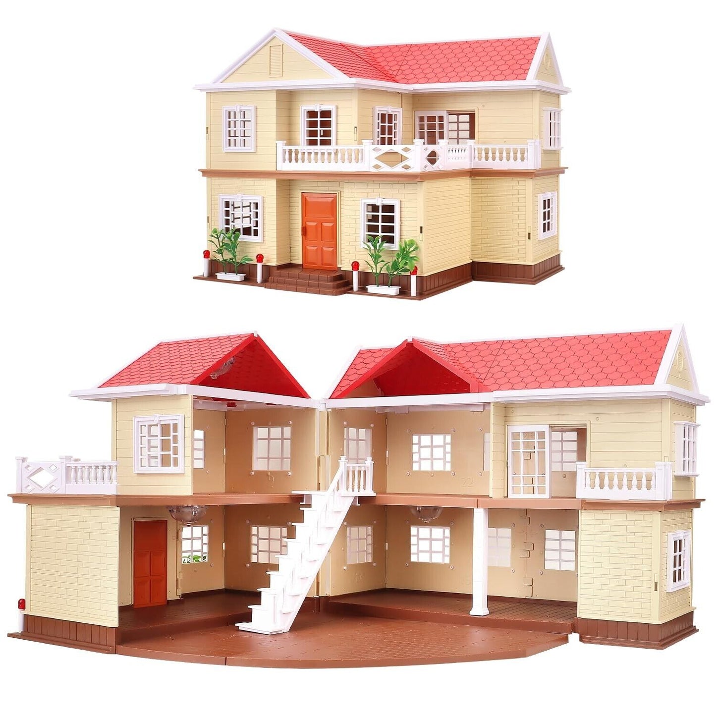 Family Cozy Cabin Doll House Playset, Dollhouse Furniture and Accessories,Di