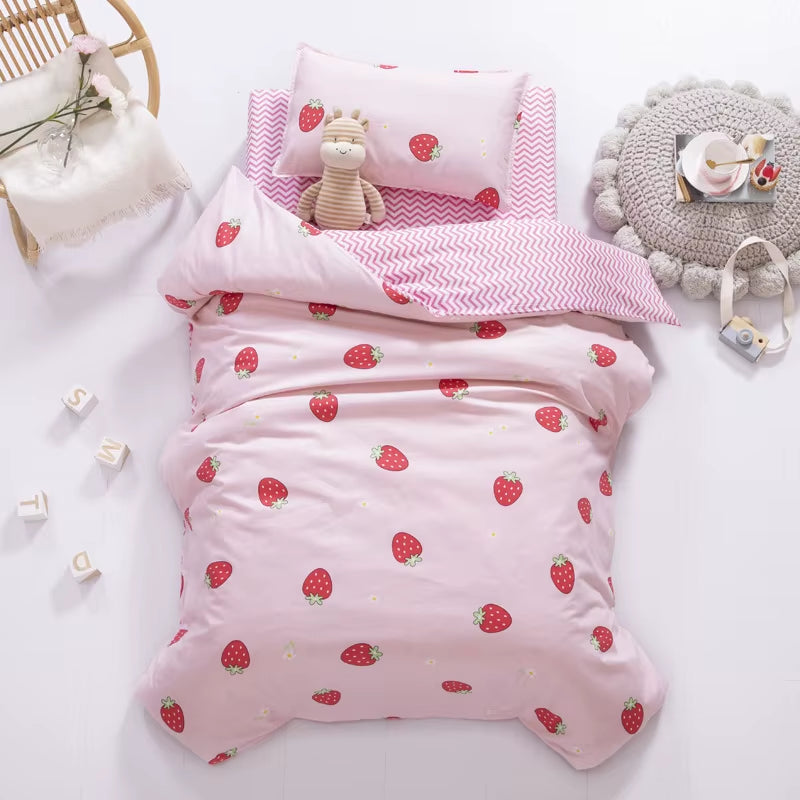 Children'S Cotton Three-Piece Set Kindergarten Nap Cartoon Bed Sheet Quilt Cover Cotton Bedding Kit Pillowcase CP27