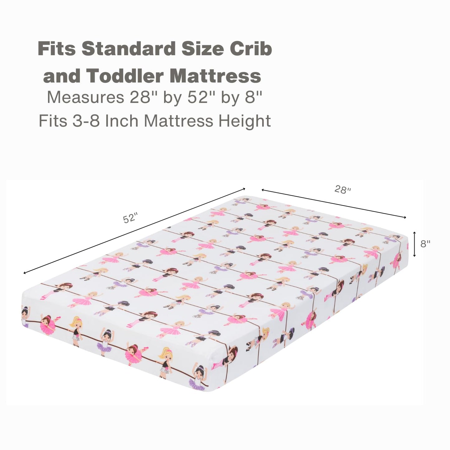 Baby Girl Fitted Crib Sheet Born to Dance Ballerina, 100% Soft Breathable Microfiber Baby Sheet, Fits Standard Size Crib Mattress 28In X 52In, Nursery Sheet