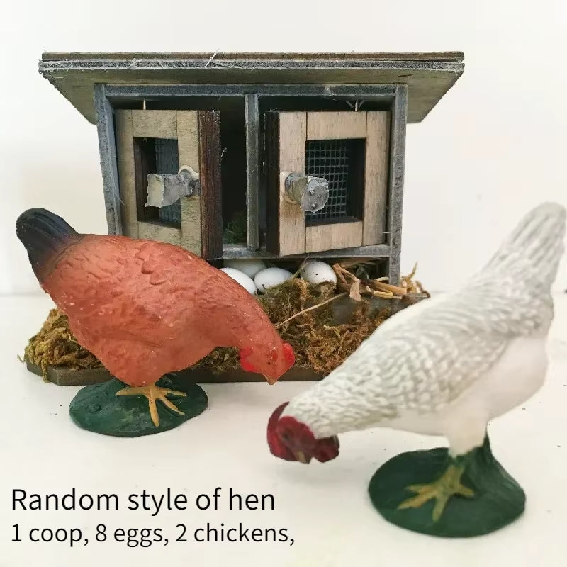 Doll House Mini Wooden Chicken House Mini Bonfire Miniature Manger Doll House Accessories Fairy Garden Yard Decoration