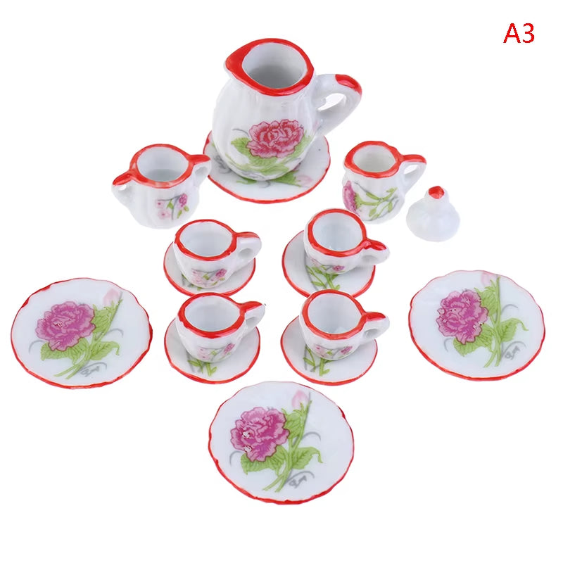 29 Styles Ceramic Cup Set Scale 1:12 Doll House Miniature Porcelain Tea Cup Set Tableware Kitchen Dollhouse Teapot DIY Toys