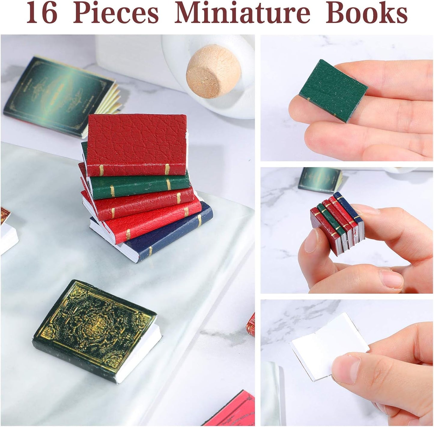 16 Pieces 1:12 Scale Miniatures Dollhouse Books Timeless Mini Books Notebook Model Dollhouse Decoration Accessories for Study Room Bedroom Library(Retro Style)