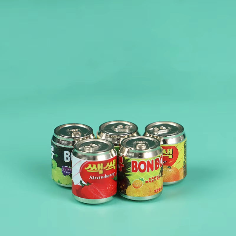 2021 New 5Pcs 1/12 Mini Cute Miniature Doll House Fruit Drink Can Bottle Food Accessories for Doll House Decoration