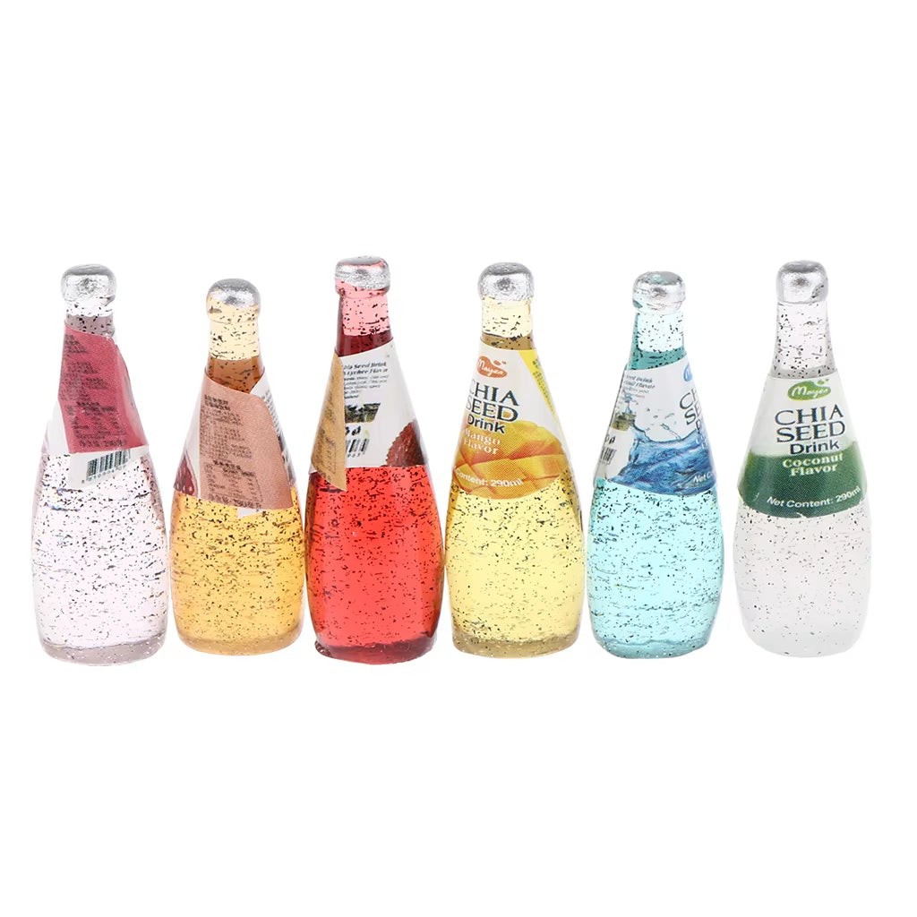 2/4/6Pcs Dollhouse Miniatures Glass 1:12 Wine Bottles Plastic Set Liquor Miniature Champagne Cocktail Bottles Model Accessory