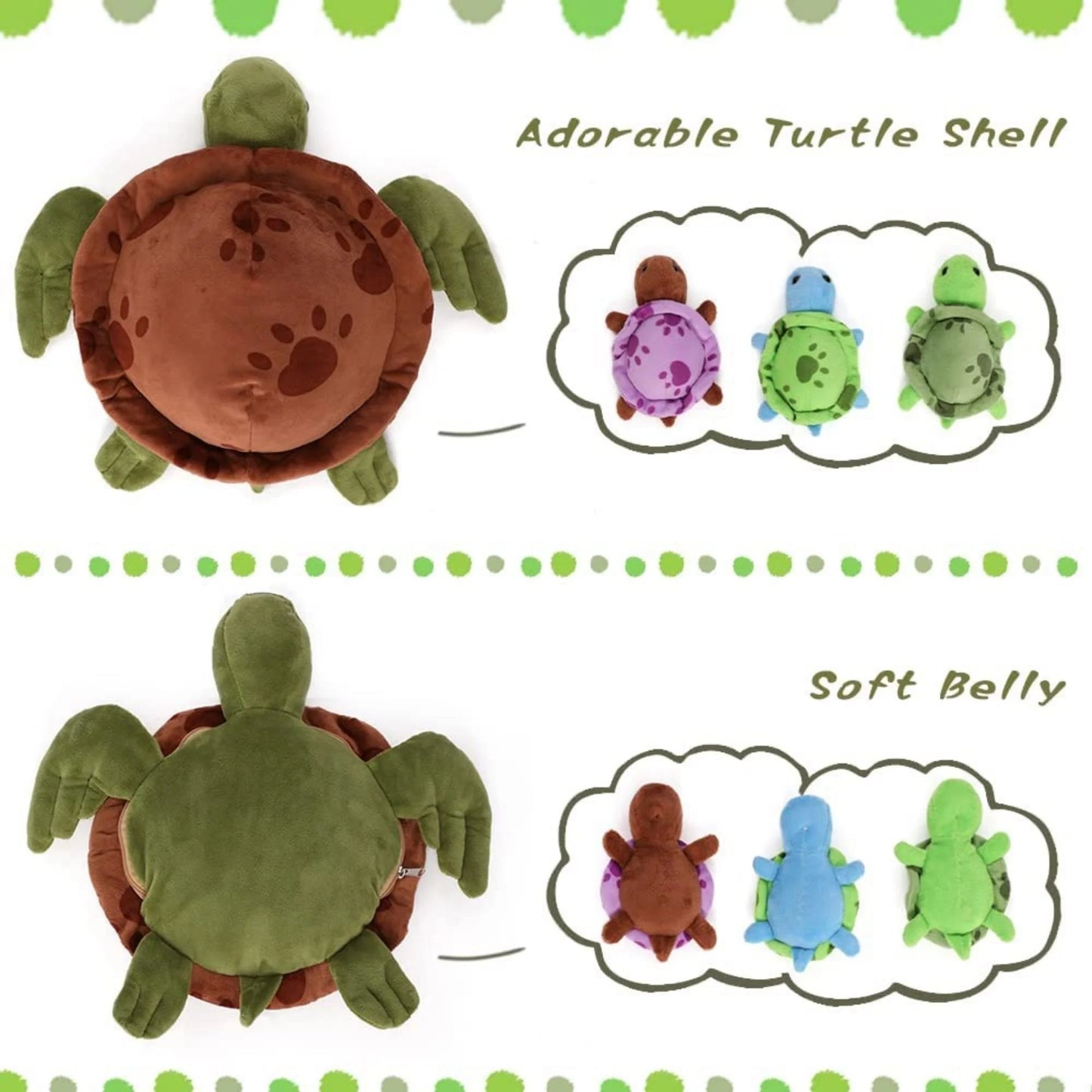 Sea Turtle Stuffed Animal Plush Turtle with 3 Babies