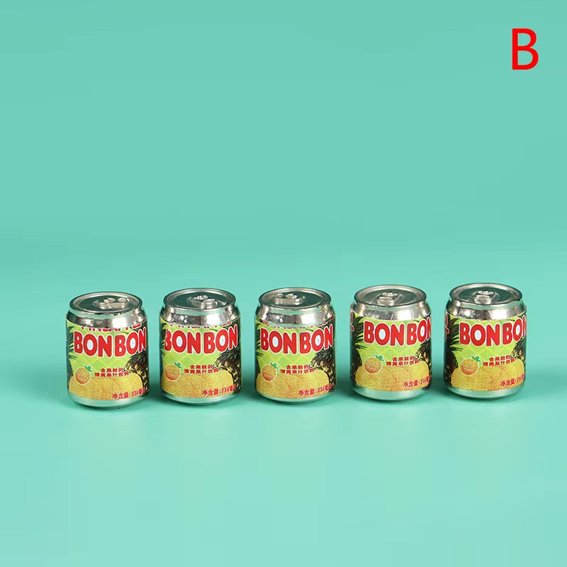 2021 New 5Pcs 1/12 Mini Cute Miniature Doll House Fruit Drink Can Bottle Food Accessories for Doll House Decoration