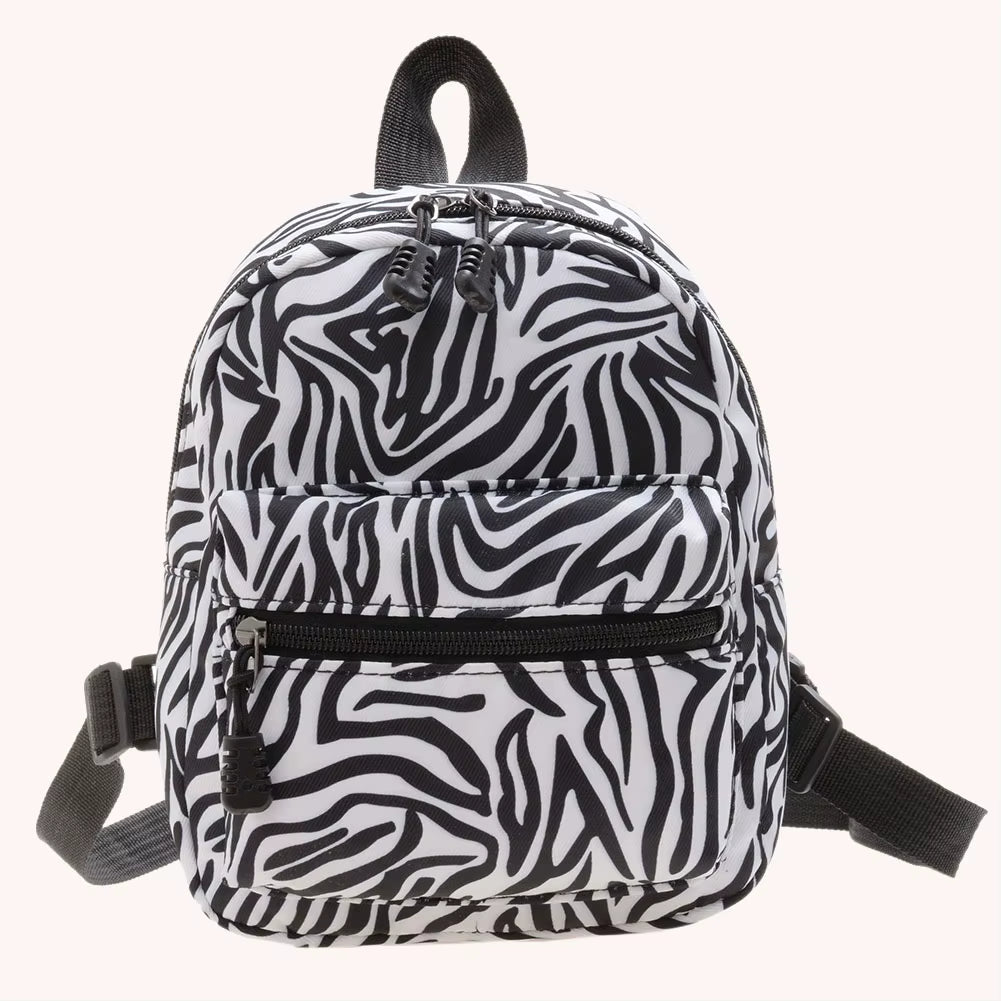 Women Zebra Leopard Cow Print Backpacks Nylon Shoulder Bag Students High School Small Book Bag Female Mini Rucksack Mochila