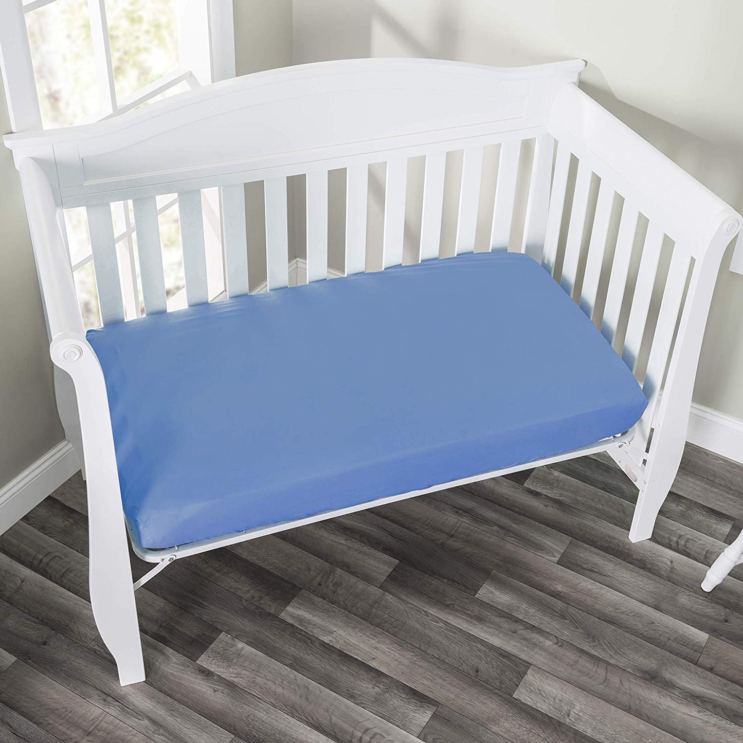 2 Pack Fitted Boys Crib Sheet, 100% Soft Breathable Sheet, Fits Standard Size Crib Mattress 28In X 52In, Nursery Sheet - Train/Light Blue