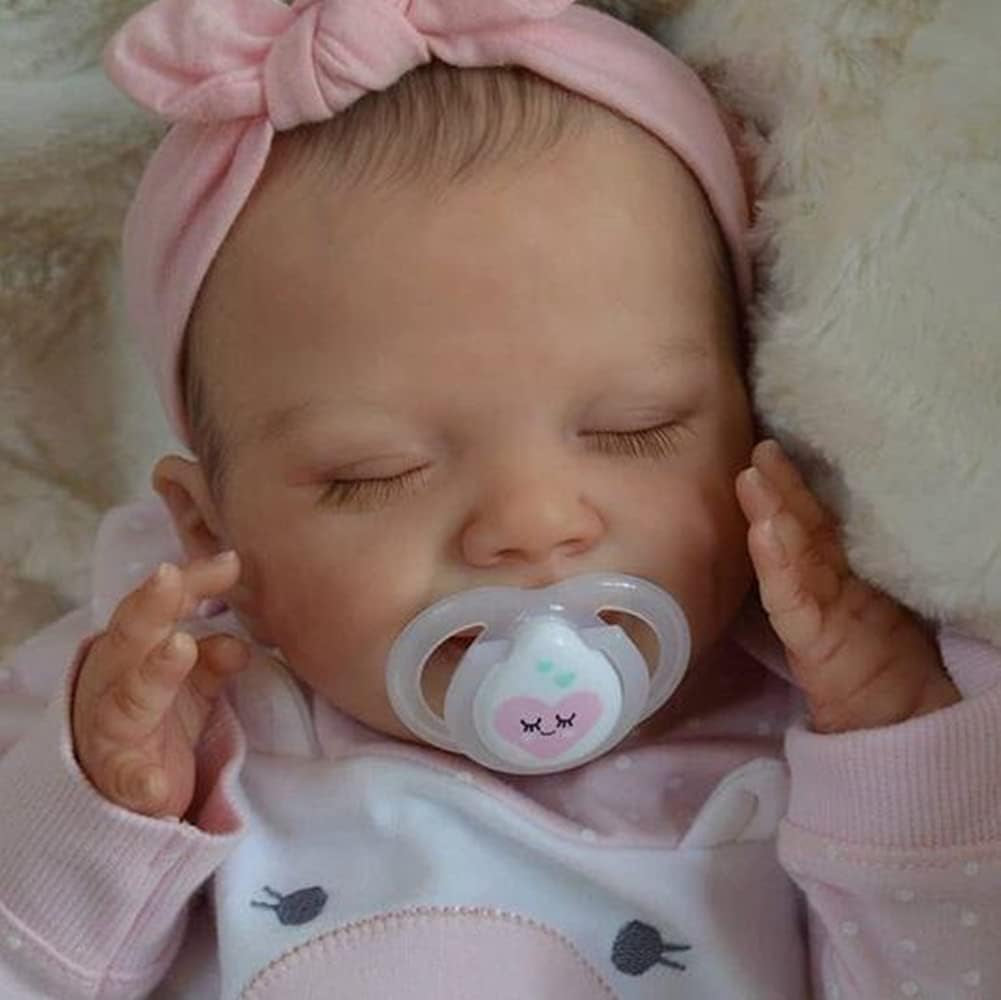 Reborn Baby Dolls Girl, 18 Inches Realistic Baby Doll with Soft Silicone Vinyl Full Body, Lifelike Newborn Cute Baby Dolls for 3+ Year Old Girls, Reborn Sleeping Doll Gift Set
