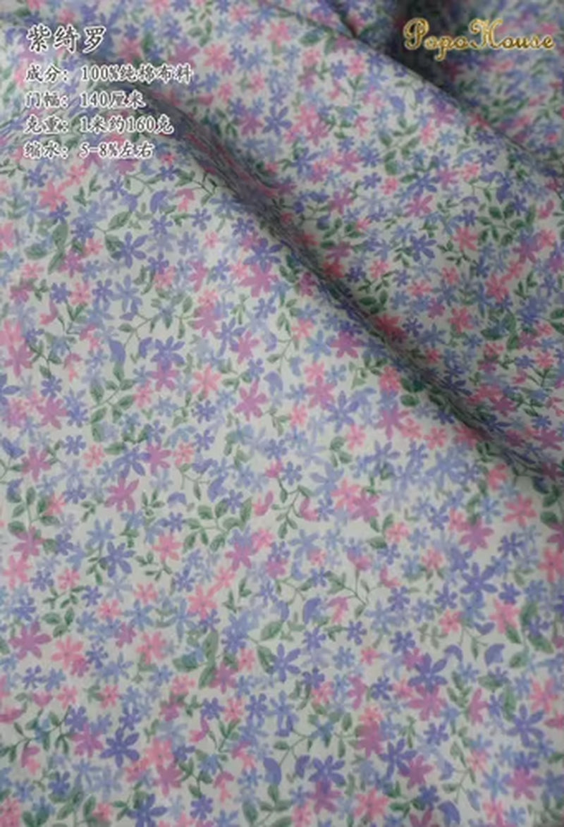145X50Cm Pastoral Floral Twill Cotton Fabric DIY Children'S Wear Cloth Make Bedding Quilt Decoration Home B