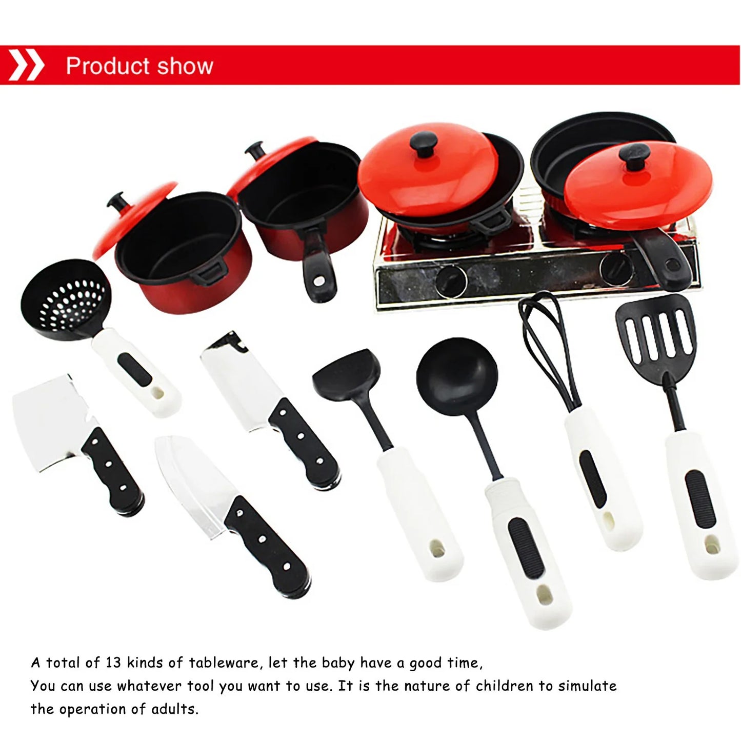 Play Kitchen Playset Pretend Food - 13 Pcs Kitchen Toys for Toddlers, Toy Accessories Toddler Set / Real Sounds, Toddler Outdoor Playset for Kids, Girls & Boys