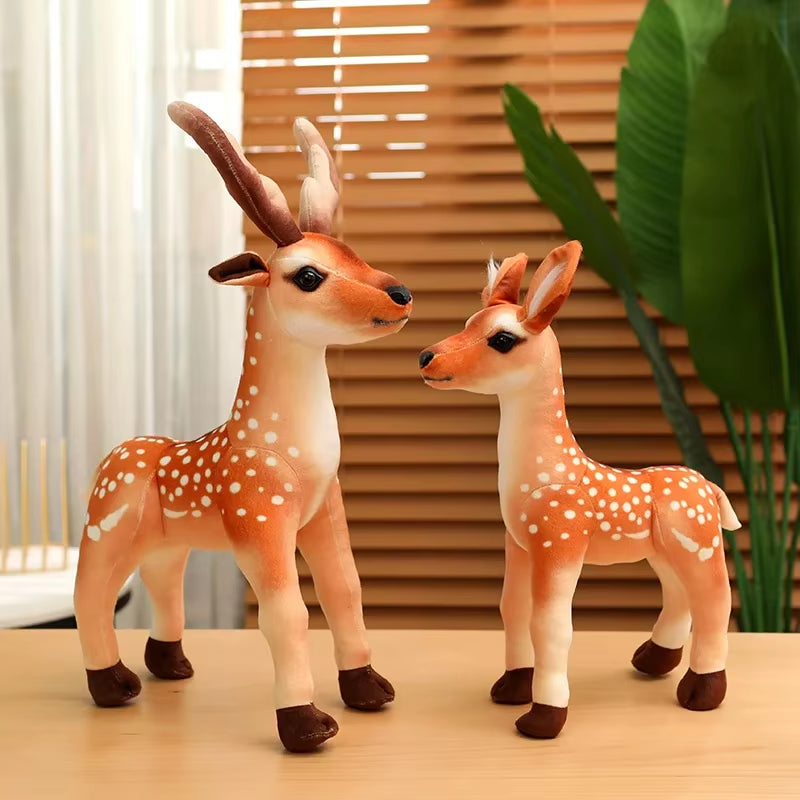 Super Soft 35Cm Simulated Plush Standing Sika Deer Dolls Dolls Throw Pillow Animals Toys Cartoon Girls Boys Birthday Presents