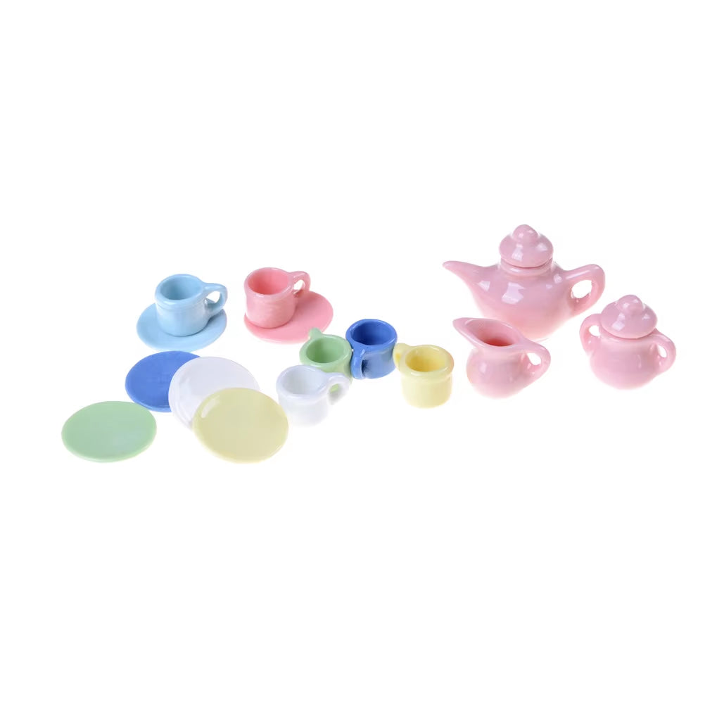 29 Styles Ceramic Cup Set Scale 1:12 Doll House Miniature Porcelain Tea Cup Set Tableware Kitchen Dollhouse Teapot DIY Toys