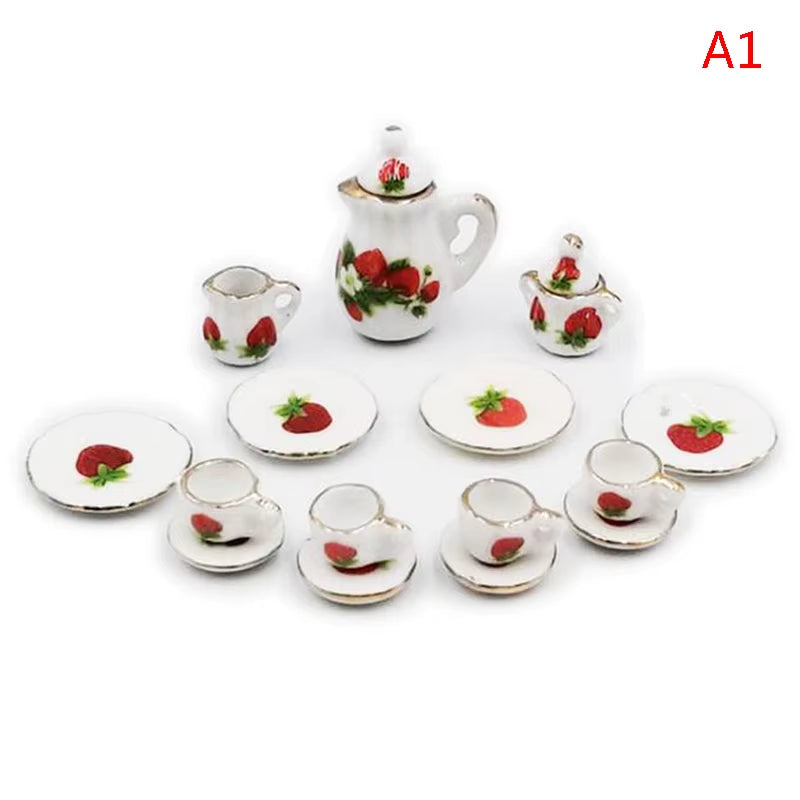 29 Styles Ceramic Cup Set Scale 1:12 Doll House Miniature Porcelain Tea Cup Set Tableware Kitchen Dollhouse Teapot DIY Toys