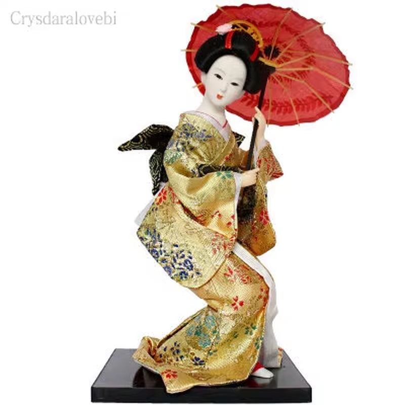 30Cm Kawaii Japanese Lovely Geisha Figurines Dolls with Beautiful Kimono New House Office Decoration Miniatures Birthday Gift
