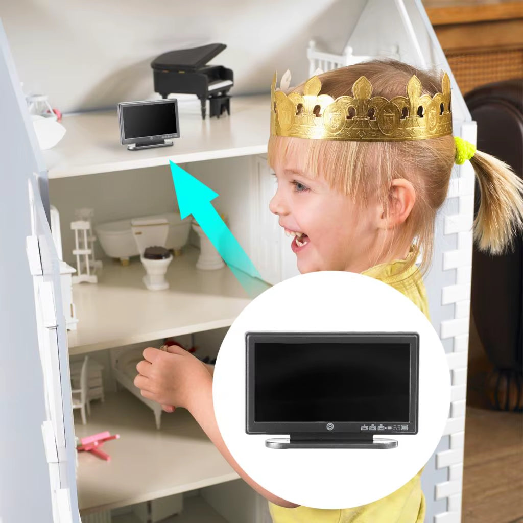 1:12 Doll House TV Remote Control Simulation Miniature Furniture Dollhouse Living Room Decor Television Gift for Girl and Boy